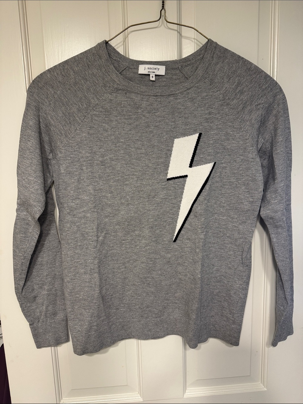 J. Society New York Lightning Bolt Heather Grey Sweater, size S